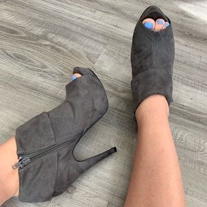 Gray booties with 4.5 inch heels- Charlotte Ruse